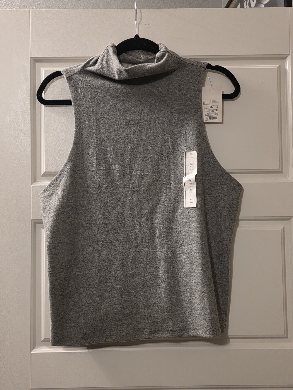Sleeveless Mock Neck Tank Top - Grey XL